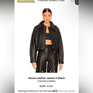 Camila Coelho 100%Lamb leather Jacket Size XXS
Missing button on left cuff